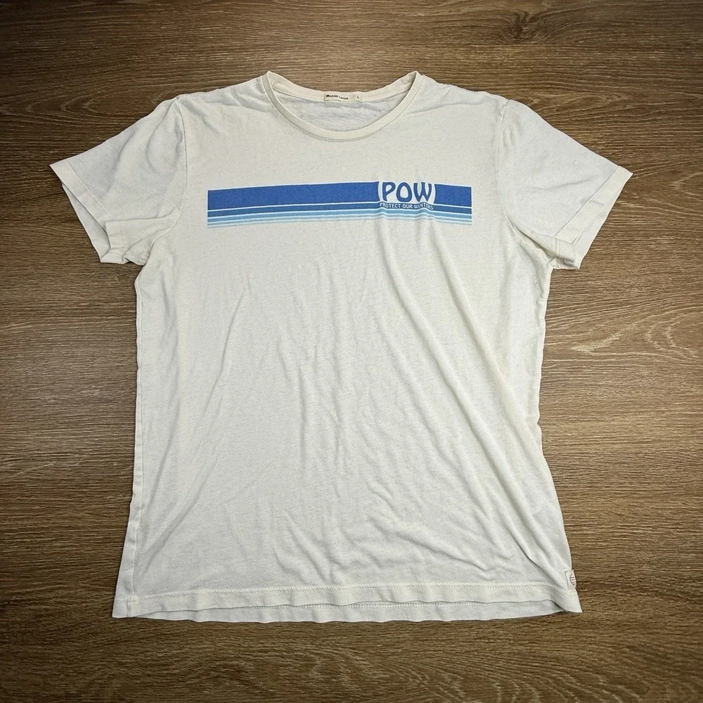 Marine Layer POW Protect Our Winters Graphic T Shirt Men's L White